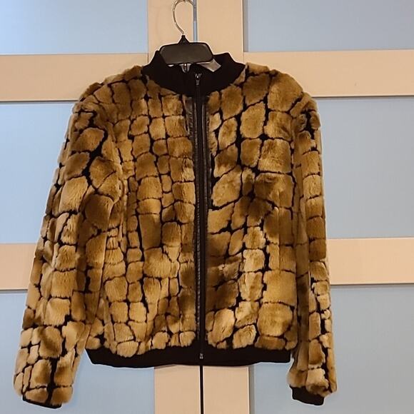 Moda International Faux Fur Dark And Light Brown Coat Size Medium - Picture 1 of 4